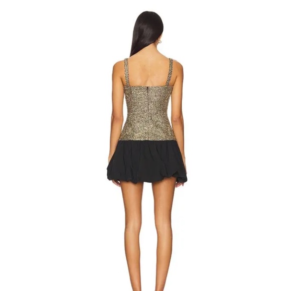 AMANDA UPRICHARD Gold Tweed Bellona Dress - Picture 3 of 4